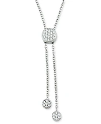 Diamond Circle Cluster Lariat Necklace (1/4 ct. t.w.) in Sterling Silver, 16" + 2" extender