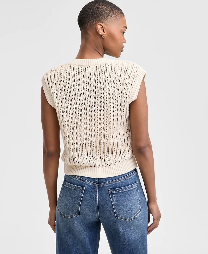 And Now This Petite Open-Knit Button-Front Cardigan Sweater, Exclusively at Macy's