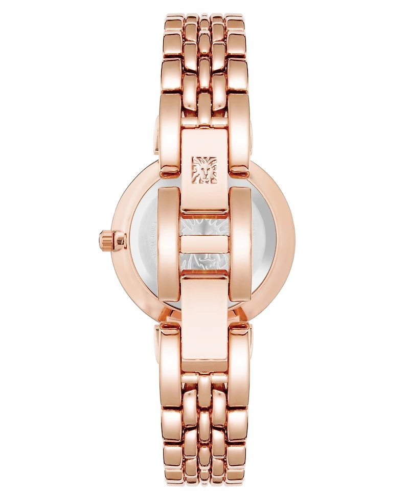 Anne Klein Women's Quartz Floral Rose Gold-Tone Metal Alloy Watch, 30mm