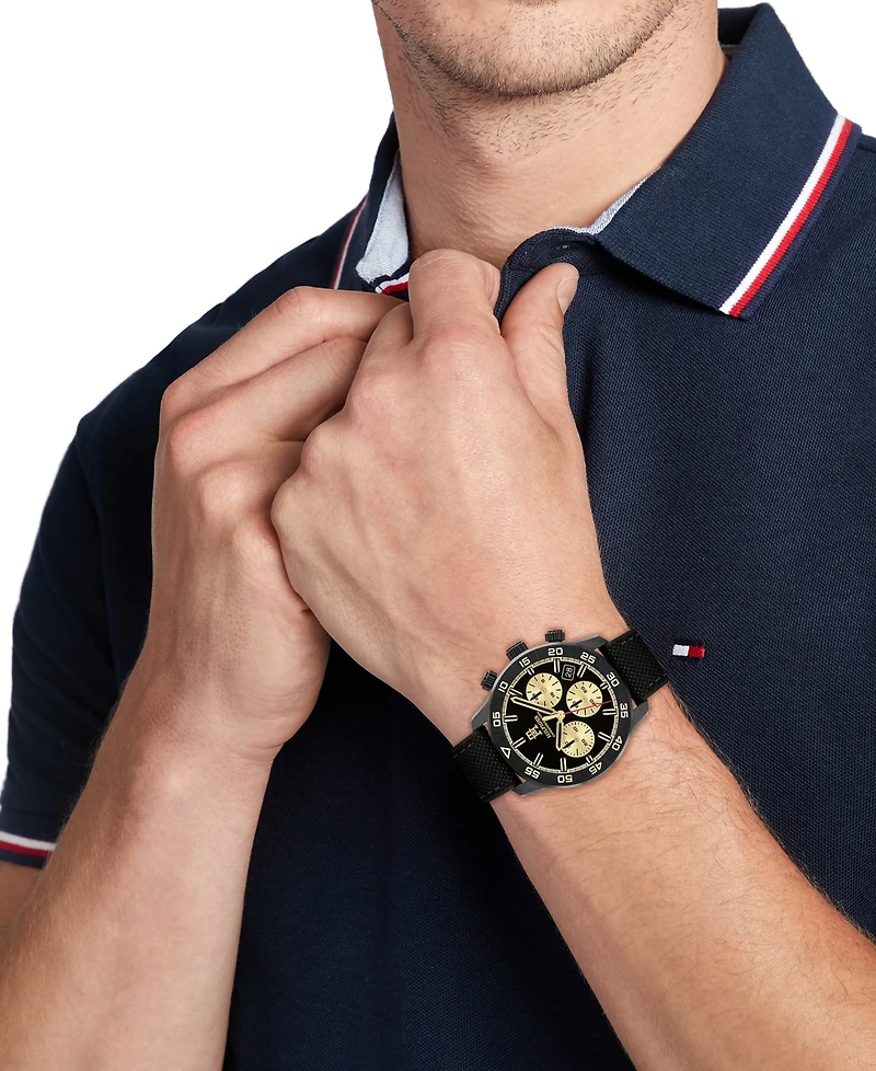 Tommy Hilfiger Men's Chronograph Black Cordura & Black Silicone Strap Watch