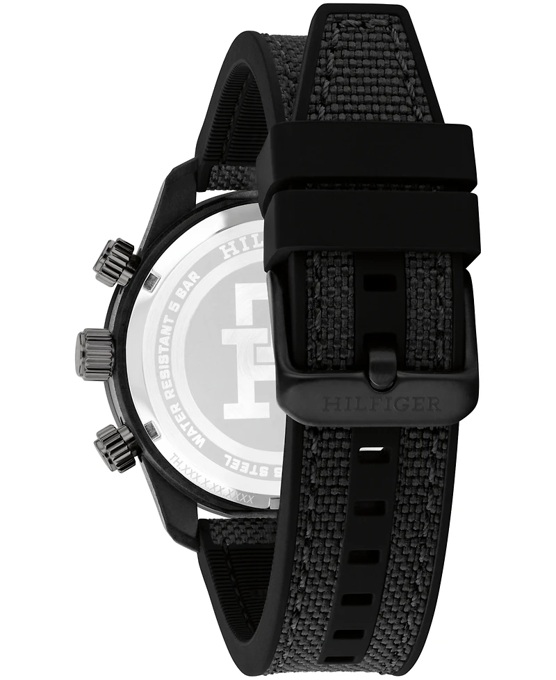 Tommy Hilfiger Men's Chronograph Black Cordura & Black Silicone Strap Watch