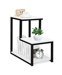 Gouun 3-Tier Ladder-Shaped Chair Side Table with Storage Shelf