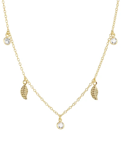 Cubic Zirconia (5/8 ct. t.w.) & Feather Charm Necklace in 14k Gold over Sterling Silver