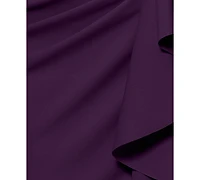 Betsy & Adam Plus Size Cascading Ruffle Wrap Gown