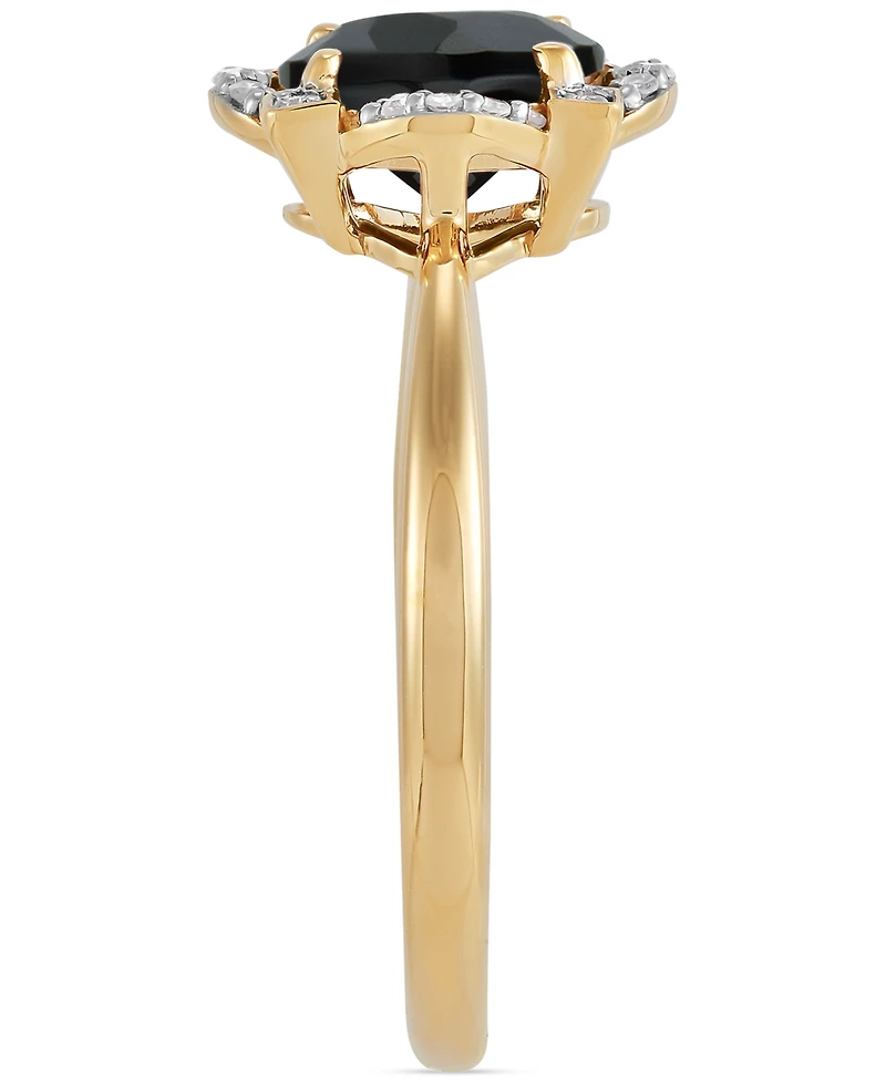 Macy's Onyx & Diamond Accent Ring in 14k Gold Over Sterling Silver