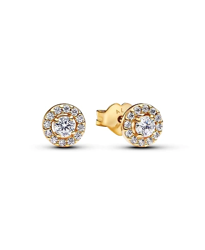 Pandora Gold-Plated Round Pave Halo Stud Earrings