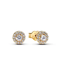 Pandora Gold-Plated Round Pave Halo Stud Earrings