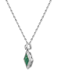 Macy's Princess Cut Emerald (1/2 ct. t.w.) & Diamond (1/8 Pendant Necklace 14k White Gold or Yellow Gold, 16" + 2" extender