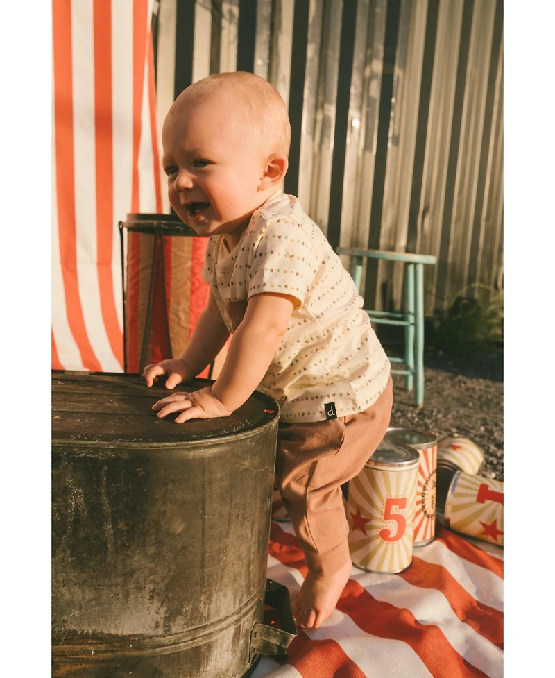 Deux par Deux Baby Boys Printed Organic Cotton Top And Pant Set Brown, Beige, And Monkey