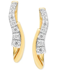 Diamond Swirl Small Hoop Earrings (1/4 ct. t.w.) in 10k Gold, 0.7"