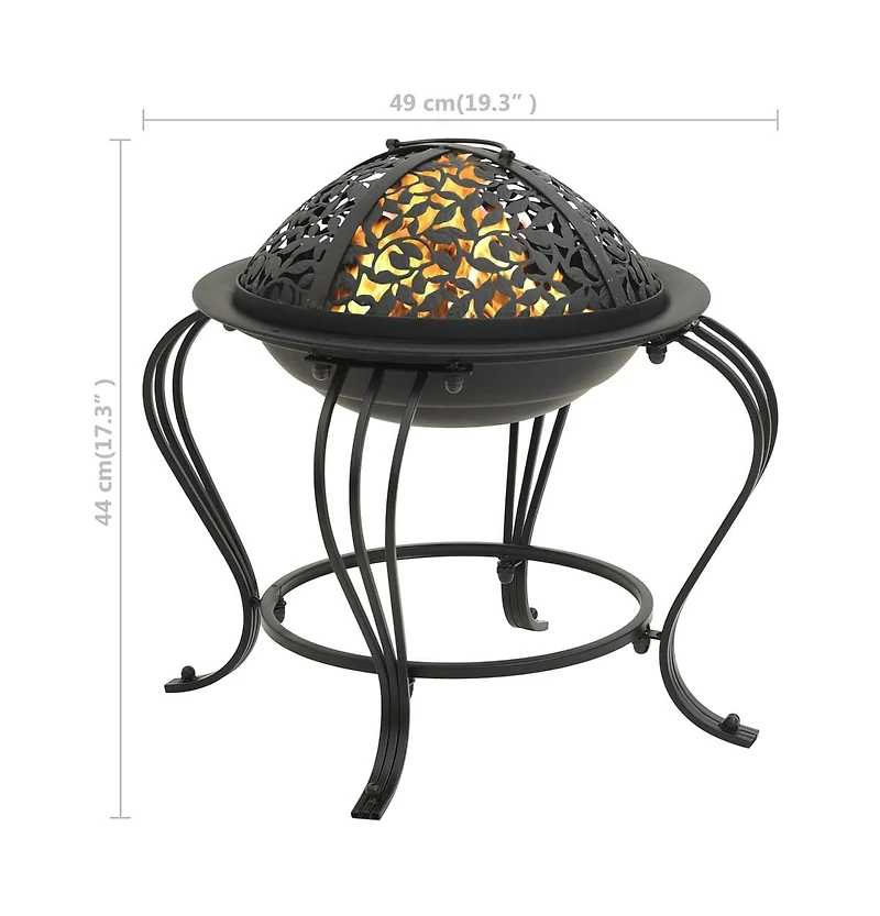 vidaXL Fire Pit with Poker 19.3" Steel