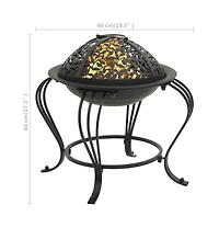vidaXL Fire Pit with Poker 19.3" Steel