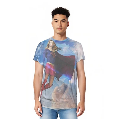 Supergirl Mens Up The Sky (Front/Back Print) Adult Poly/Cotton Short Sleeve Tee / T-Shirt