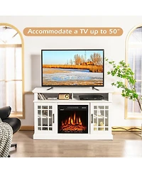 Gouun 48 Inch Electric Fireplace Tv Stand with Cabinets for TVs Up to 50 Inch