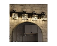 gaomon Modern Crystal Bathroom Vanity Lights Black Bathroom Light Fixtures Crystal Vanity Shower Lights Over Mirror, Mirror Glass Crystal Bathroom Van