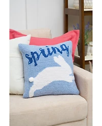 16" x 16" Spring Easter Bunny Hooked Accent Throw Pillow