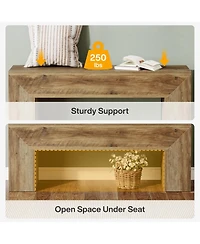 Tribesigns Dining Bench, Farmhouse Wooden Entryway Bench, Entry 47" Long Bench for Living Dining Room, Hallway and Bedroom, Easy Assembly