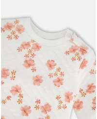 Deux par Baby Boys Printed Quilted Top And Pant Set White Pink Flowers