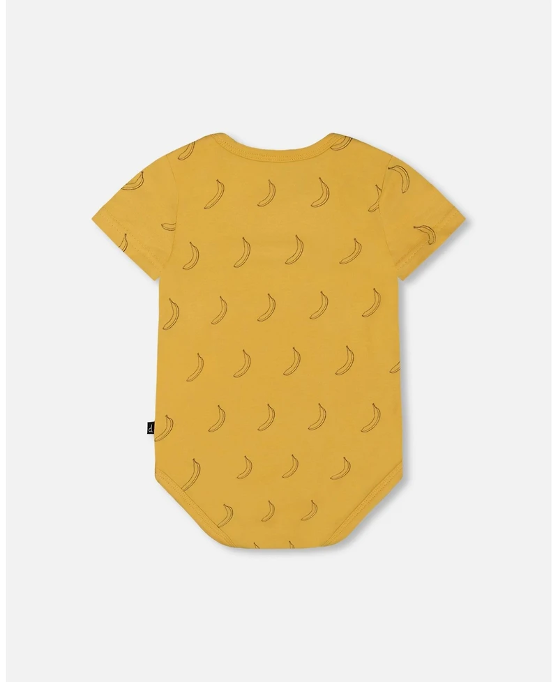 Deux par Baby Boys Cotton Onesie Printed Yellow Bananas
