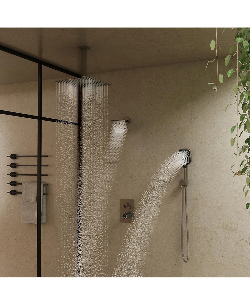 Casainc Rainfall Symphony 3-Function Dual Shower Head Thermostatic System with 3 Sprays Handheld