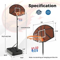 Kuyotq Basketball Hoop 5.6-6.5 Ft Height Adjustable for Kids with Shatterproof Backboard