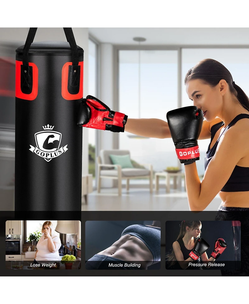 Kuyotq 56 Lbs Filled Punching Bag Set with Boxing Gloves