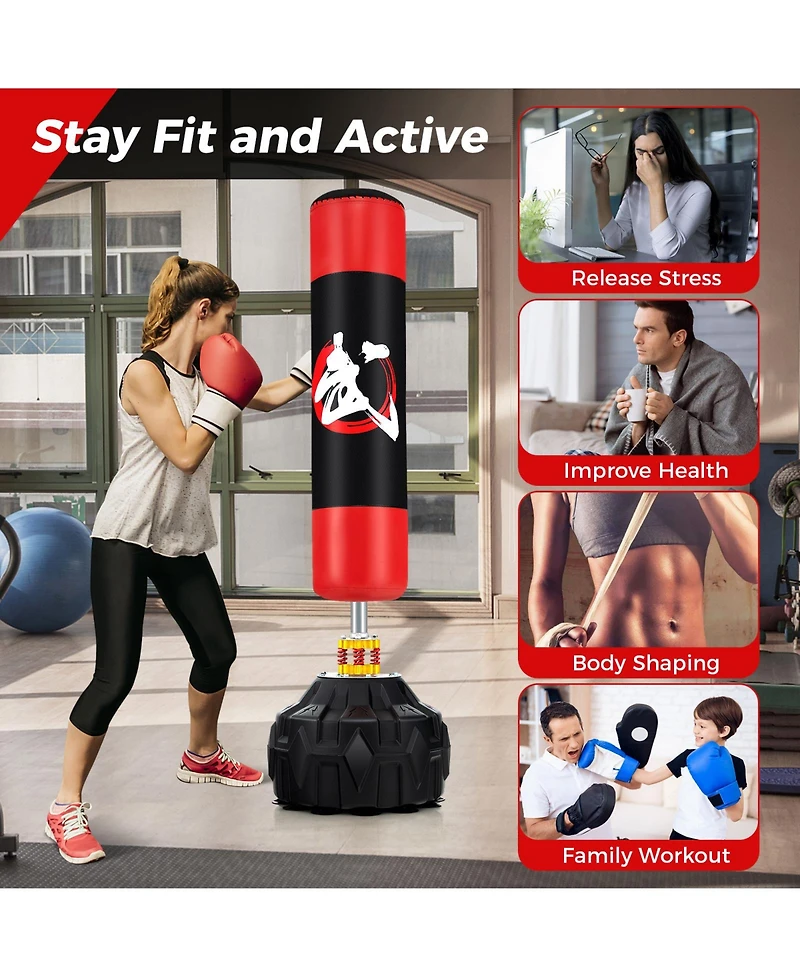 Kuyotq 70 Inch Freestanding Punching Bag with Fillable Base 12 Suction Cups and Shock Absorbers