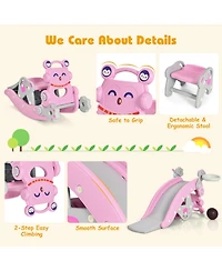 Kuyotq 4-in-1 Rocking Horse and Slide Set for Kids
