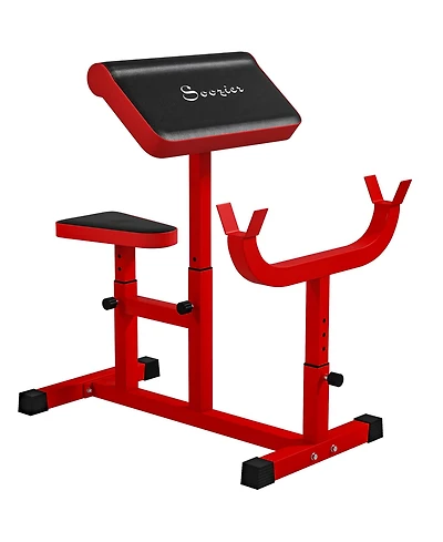 Soozier Preacher Curl Bench, Adjustable Bench for Home Gym,