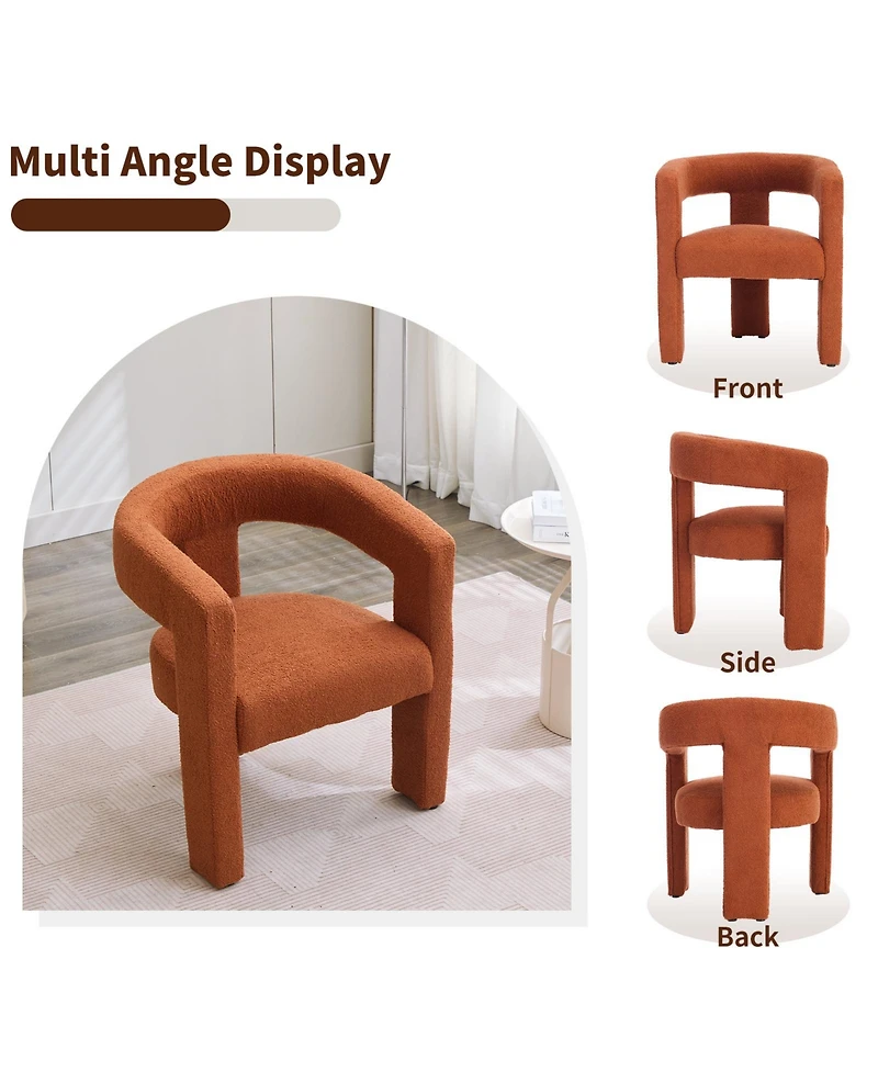gaomon Modern Sherpa Barrel Dining Chair, Upholstered Faux Fur Dining Room Chair Comfy Side Chair for Kitchen/Living Room