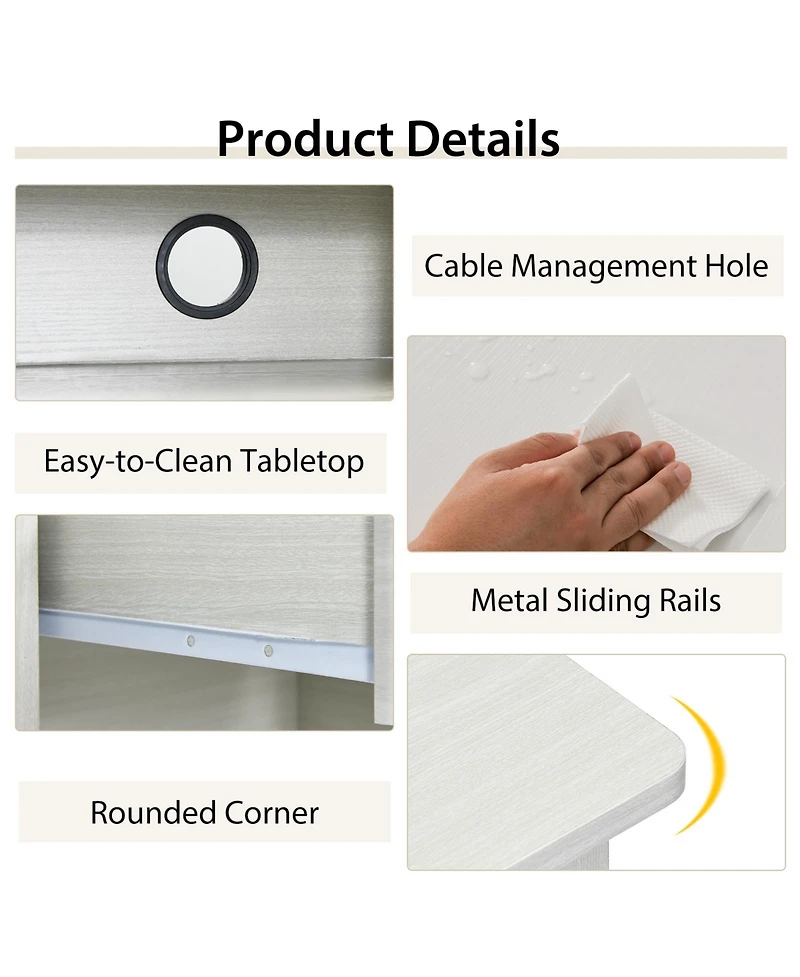 Gouun Vintage Computer Desk with Storage Shelves and 4 Drawer