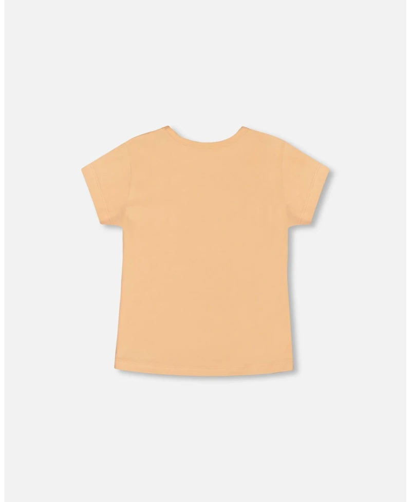 Deux par Deux Toddler Girls Organic Cotton Tee Light Orange And Flowers - Toddler|Child