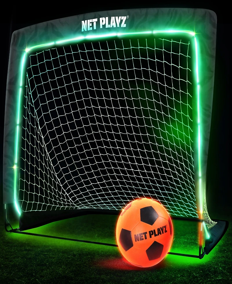 Net Playz Light Up Glow-in-the-Dark Soccer Ball and Goal Gift Set