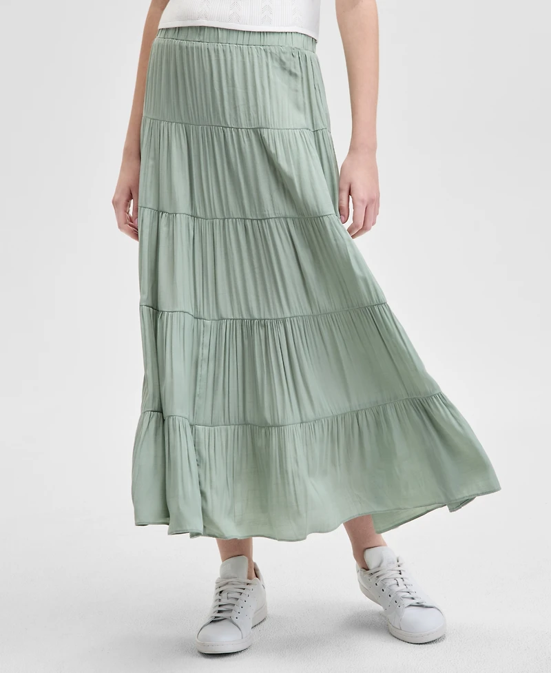 And Now This Women's Pull-On Tiered Maxi Skirt