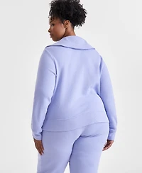 Id Ideology Plus Size Shawl-Collar Quarter-Zip Top, Exclusively at Macy's