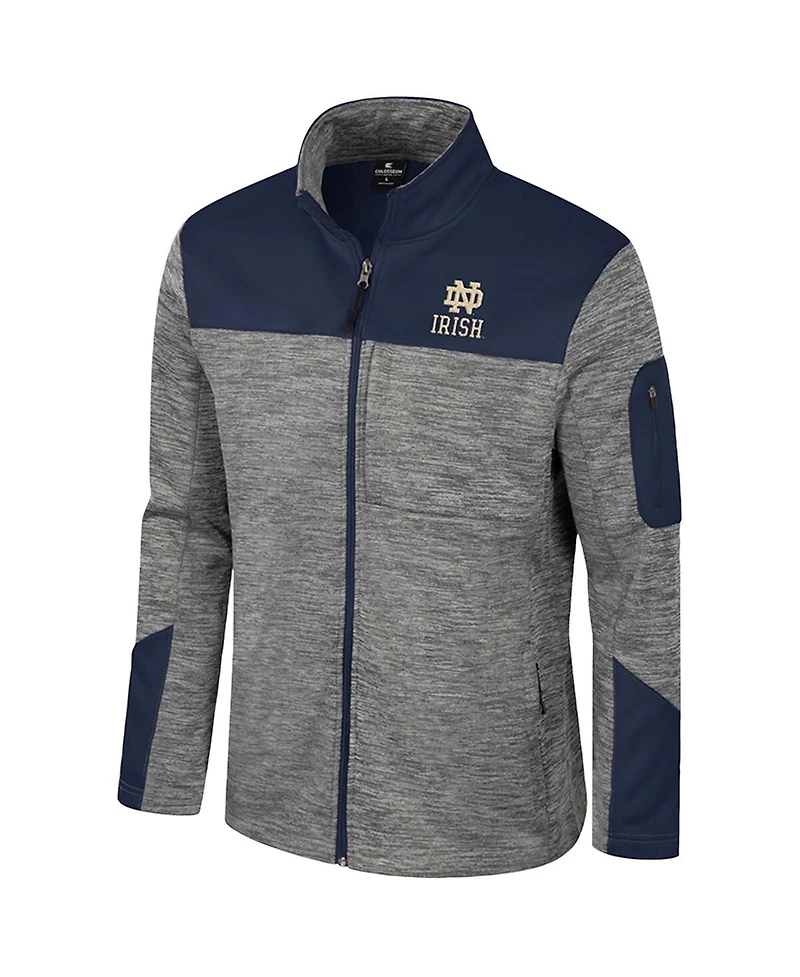 Colosseum Men's Gray/Navy Notre Dame Fighting Irish Guard Full-Zip Jacket