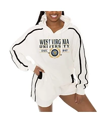Gameday Couture Women's Cream West Virginia Mountaineers Down, Set, Go Pullover Hoodie and Shorts Set