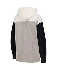 Gameday Couture Women's Gray/Navy West Virginia Mountaineers Vintage Wash Corduroy Full-Snap Hooded Shacket