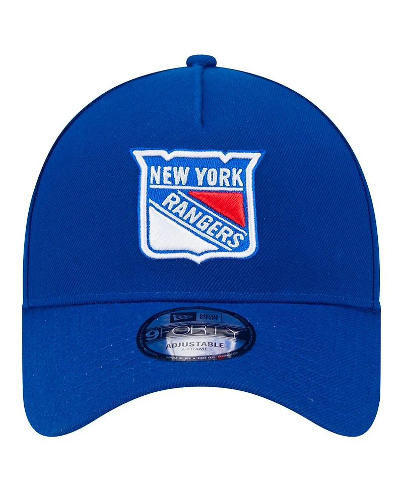 New Era Men's Blue New York Rangers Core A-Frame 9FORTY Adjustable Hat
