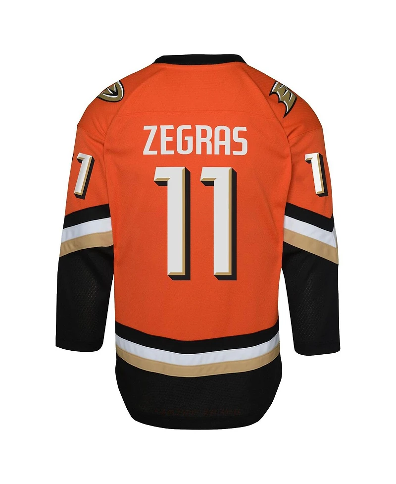 Outerstuff Big Boys and Girls Trevor Zegras Orange Anaheim Ducks Replica Player Jersey