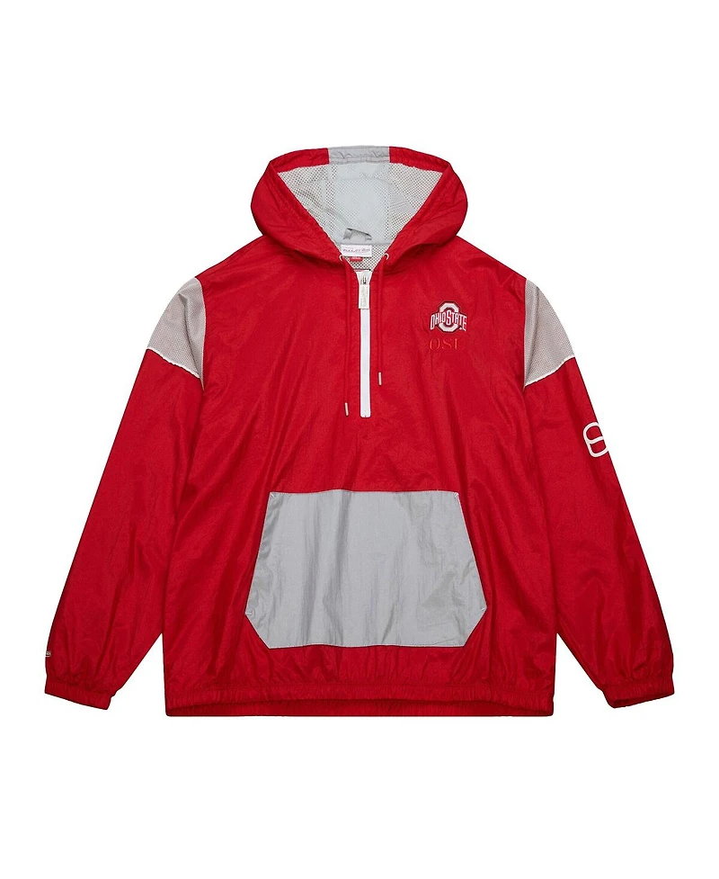 Mitchell & Ness Men's Scarlet Ohio State Buckeyes Team 3.0 Anorak Half-Zip Hoodie