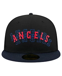 New Era Men's Black Los Angeles Angels Shadow Stitch 59FIFTY Fitted Hat
