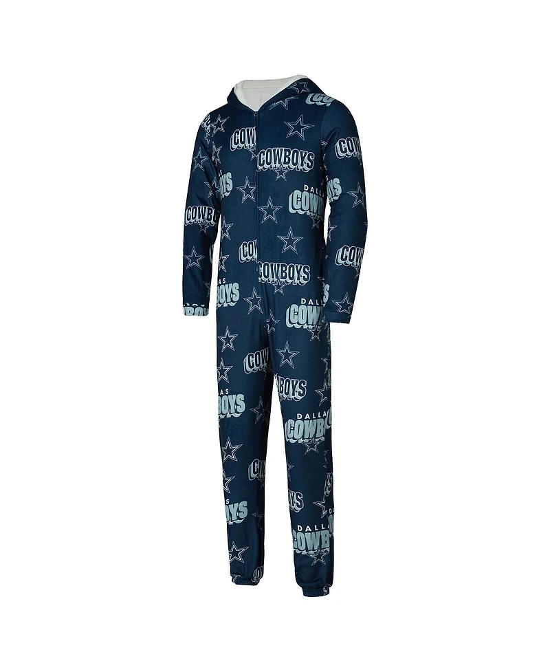 Concepts Sport Women's Navy Dallas Cowboys Roadway Allover Print Microfleece Full-Zip Union Suit