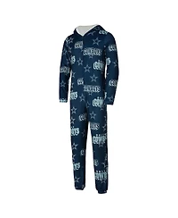 Concepts Sport Women's Navy Dallas Cowboys Roadway Allover Print Microfleece Full-Zip Union Suit
