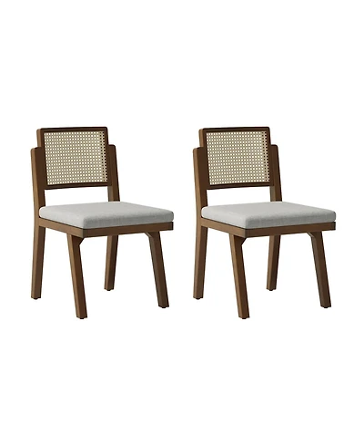 Hulala Home Bert Modern Dining Chair with Woven Rattan Backrest and Solid Wood Legs