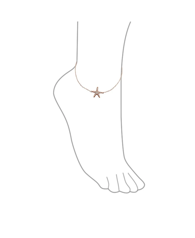 Bling Jewelry Vacation Beach Cz Starfish Anklet Ankle Bracelet Sterling Silver