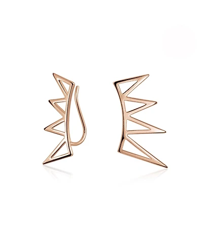 Bling Jewelry Boho Minimalist Geometric Ear Cuff Cartilage Spike Earrings Sterling Silver
