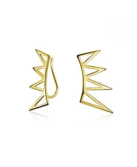 Bling Jewelry Boho Minimalist Geometric Ear Cuff Cartilage Spike Earrings Sterling Silver