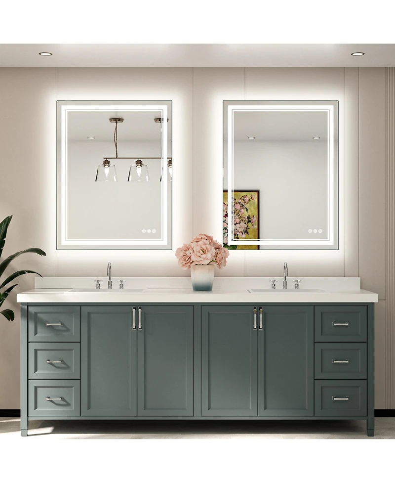 keonjinn 30x36 Led Bathroom Mirror with Frontlit and Backlit