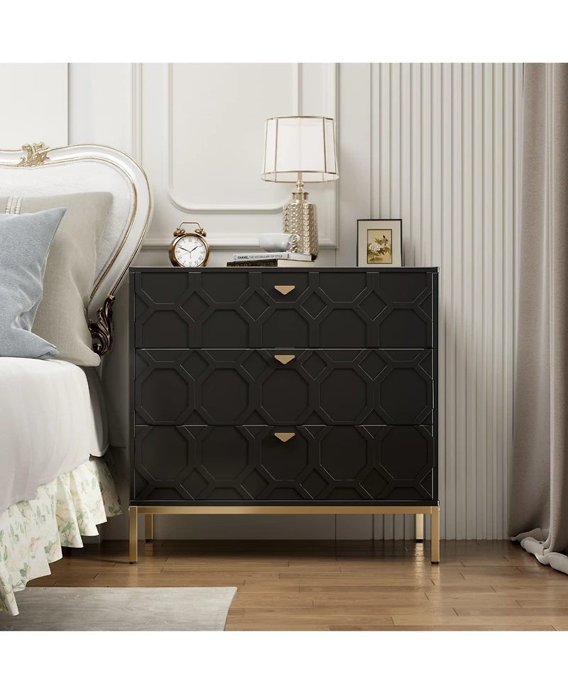Boyel Living Wooden 3-Drawer Storage Cabinet Table